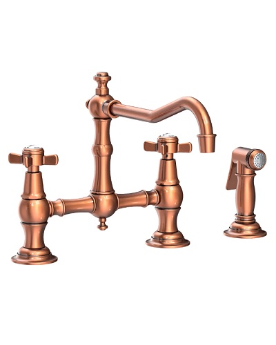 Newport Brass Kitchen Bridge Faucet in Antique Copper